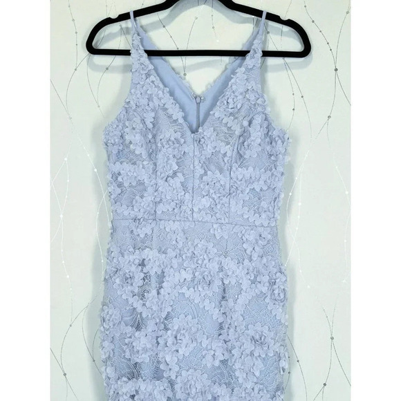 NWT Xscape Lilac Gray 3D Floral Lace Midi Dress $219 - Picture 6 of 13